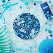 ウィリアム・モリス・アイリスとリリー、インディゴブルー ペーパープレート (パーティー)