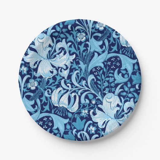 ウィリアム・モリス・アイリスとリリー、インディゴブルー ペーパープレート (正面)