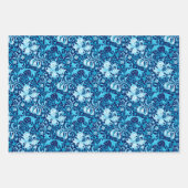 ウィリアム・モリス・アイリスとリリー、レッド、バック、インディゴ ラッピングペーパーシート (正面3)