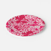 ウィリアム・モリス・アイリスとリリー、明るい赤紫色・ピンク ペーパープレート (アングル)