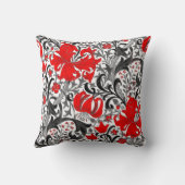 ウィリアム・モリス・アイリスとリリー、黒、白、赤 クッション (裏面)