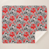 ウィリアム・モリス・アイリスとリリー、黒、白、赤 シェルパブランケット (正面(横))