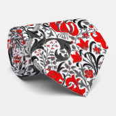 ウィリアム・モリス・アイリスとリリー、黒、白、赤 ネクタイ (ロール)