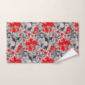 ウィリアム・モリス・アイリスとリリー、黒、白、赤 バスタオルセット (ハンドタオル)