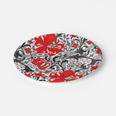 ウィリアム・モリス・アイリスとリリー、黒、白、赤 ペーパープレート (アングル)