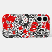 ウィリアム・モリス・アイリスとリリー、黒、白、赤 Case-Mate iPhoneケース (裏面 (横))