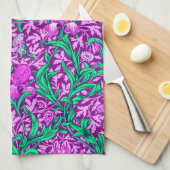 ウィリアム・モリス・アイリス、アメジスト・パープル キッチンタオル (四つ折り)