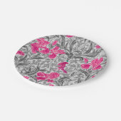 ウィリアム・モリス・アイリス，ピンクとシルバーグレー ペーパープレート (アングル)