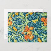 ウィリアム・モリス – アイリス、ヴィンテージ花柄 ポストカード (正面/裏面)