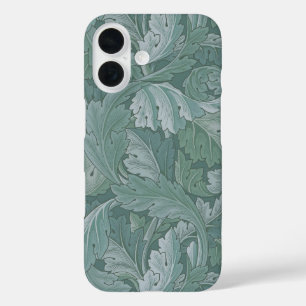 ウィリアム・モリス アカンサスの葉 ターコイズブルーのパターン iPhone 16ケース
