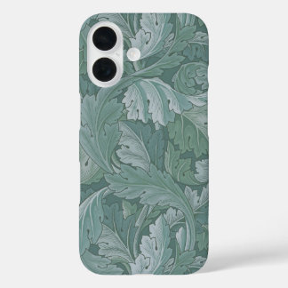 ウィリアム・モリス アカンサスの葉 ターコイズブルーのパターン iPhone 16ケース