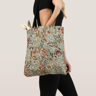 ウィリアム・モリス・アカンサス刺繍花柄 トートバッグ