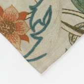 ウィリアム・モリス・アカンサス刺繍花柄 フリースブランケット (角)