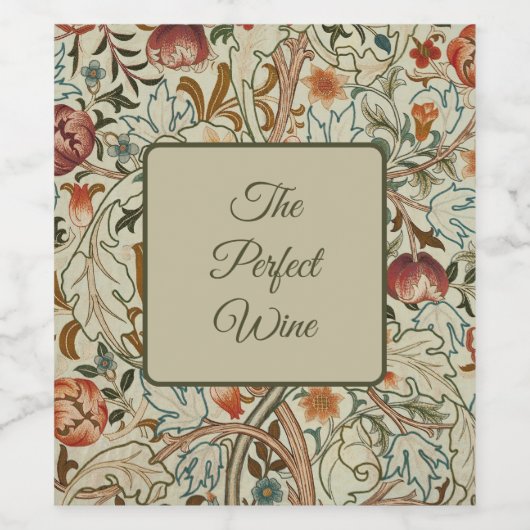 ウィリアム・モリス・アカンサス刺繍花柄 ワインラベル (シングルラベル)