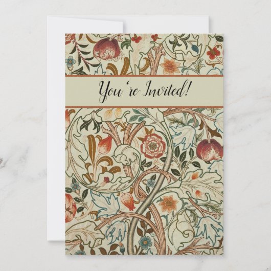 ウィリアム・モリス・アカンサス刺繍花柄 招待状 (正面)