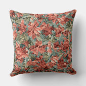 ウィリアム・モリス・アカンサス植物赤グリーン クッション (裏面)