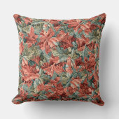 ウィリアム・モリス・アカンサス植物赤グリーン クッション (正面)