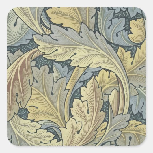 ウィリアム・モリス・アカンサス葉フローラ・アールヌーボー スクエアシール (正面)