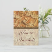 ウィリアム・モリス アカンサス ブラウン オータムリーフズ 招待状 (スタンド正面)