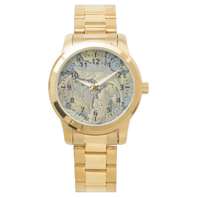 ウィリアム·モリス·アカンサス·葉フローラ·アールヌーボー 腕時計 (正面)