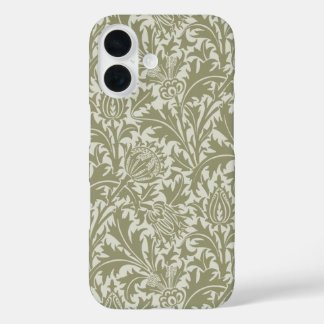 ウィリアム・モリス アザミ セージグリーン パターン iPhone 16ケース