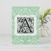 ウィリアム・モリス・アルファベットイチゴ泥棒グリーン サンキューカード (スタンド正面)