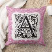 ウィリアム・モリス・アルファベットイチゴ泥棒ピンク クッション (ブランケット)