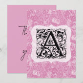 ウィリアム・モリス・アルファベットゴールデンリリーピンク サンキューカード (正面/裏面)