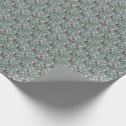ウィリアム・モリス・アルブトゥスヴィンテージ赤い果実の葉 ラッピングペーパー (角)