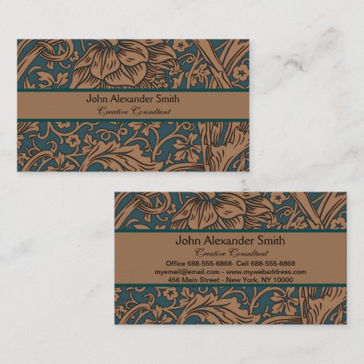 ウィリアム・モリス アーカディア フラワーパターン クラシック 名刺 (正面/裏面)