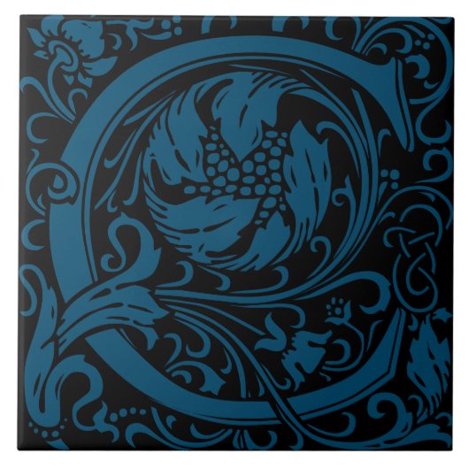 ウィリアム・モリス・アーツ・アンド・クラフツ・モノグラム文字C タイル (正面)