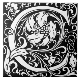 ウィリアム・モリス・アーツ・アンド・クラフツ・モノグラム文字C タイル