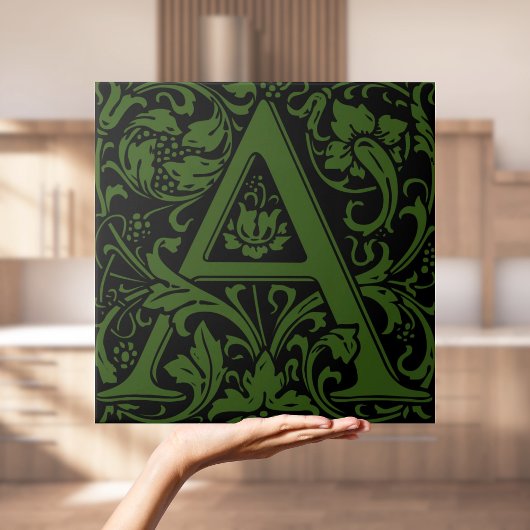 ウィリアム・モリス・アーツ・アンド・クラフツ・モノグラム・レターA タイル