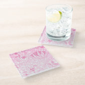 ウィリアム・モリス・アーティチョークピ淡い色のンク ガラスコースター (アングル)