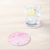 ウィリアム・モリス・アーティチョークピ淡い色のンク ラウンドペーパーコースター (インサイチュ)