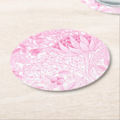 ウィリアム・モリス・アーティチョークピ淡い色のンク ラウンドペーパーコースター (アングル)