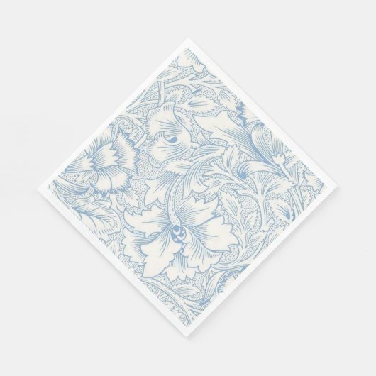 ウィリアム・モリス アート・ヌーボー エレガント ブルー アカンサス スタンダードランチョンナプキン (角)