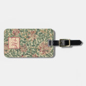 ウィリアム・モリス，アールヌーボーハニーサックル – モノグラム ラゲッジタグ (正面横)