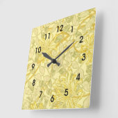 ウィリアム・モリス – イエローハニーサックル スクエア壁時計 (傾斜)