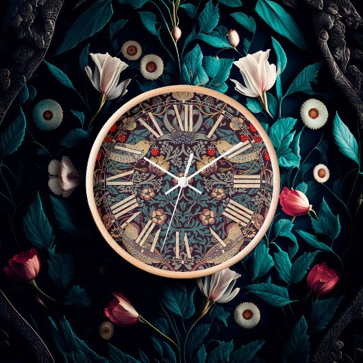 ウィリアム・モリス・イチゴ泥棒のモチビクトリアンーフ 壁時計