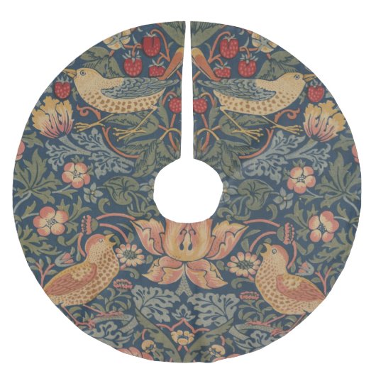 ウィリアム・モリス・イチゴ泥棒の鳥 ブラッシュドポリエステルツリースカート (正面)