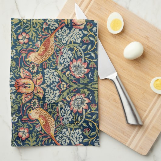 ウィリアム・モリス・イチゴ泥棒キッチンタオル キッチンタオル (四つ折り)