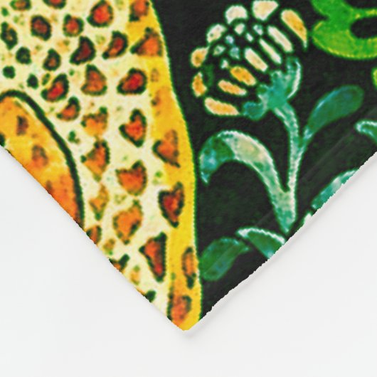 ウィリアム・モリス・イチゴ泥棒グリーンとオレンジ フリースブランケット (角)