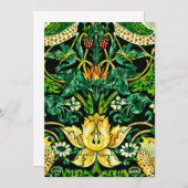 ウィリアム・モリス・イチゴ泥棒グリーンとオレンジ 招待状 (正面/裏面)