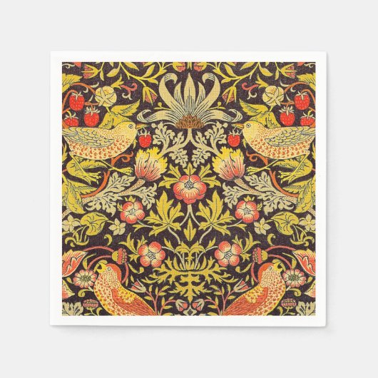 ウィリアム・モリス・イチゴ泥棒パターン スタンダードカクテルナプキン (正面)