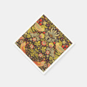 ウィリアム・モリス・イチゴ泥棒パターン スタンダードカクテルナプキン (角)