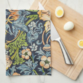 ウィリアム・モリス・イチゴ泥棒フローラルパターン キッチンタオル (四つ折り)