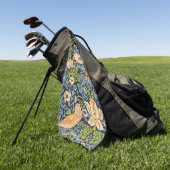 ウィリアム・モリス・イチゴ泥棒フローラルパターン ゴルフタオル (グリーン)