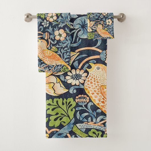 ウィリアム・モリス・イチゴ泥棒フローラルパターン バスタオルセット (インサイチュ)