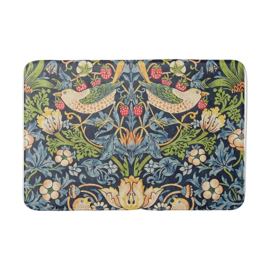 ウィリアム・モリス・イチゴ泥棒フローラルパターン バスマット (正面)